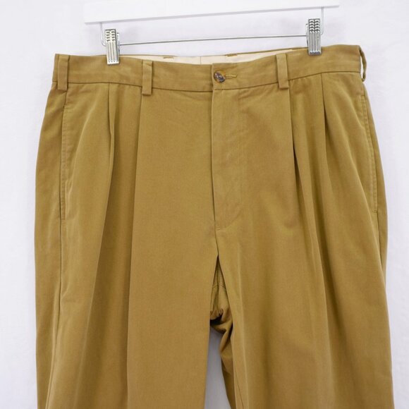 Brooks Brothers Country Club Light Brown Cotton Chino Pants 34 / 31 Mid Rise Ple - Picture 3 of 7